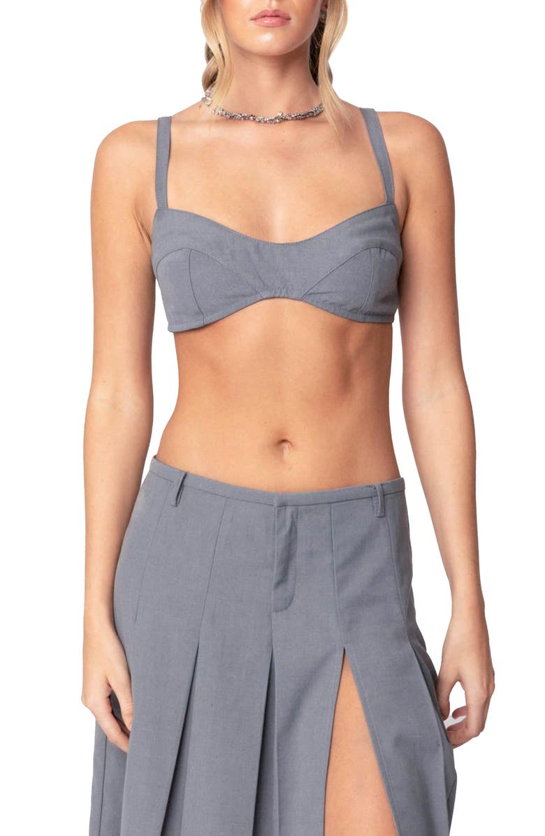EDIKTED Ethel Tailored Bralette, Main, color, Gray
