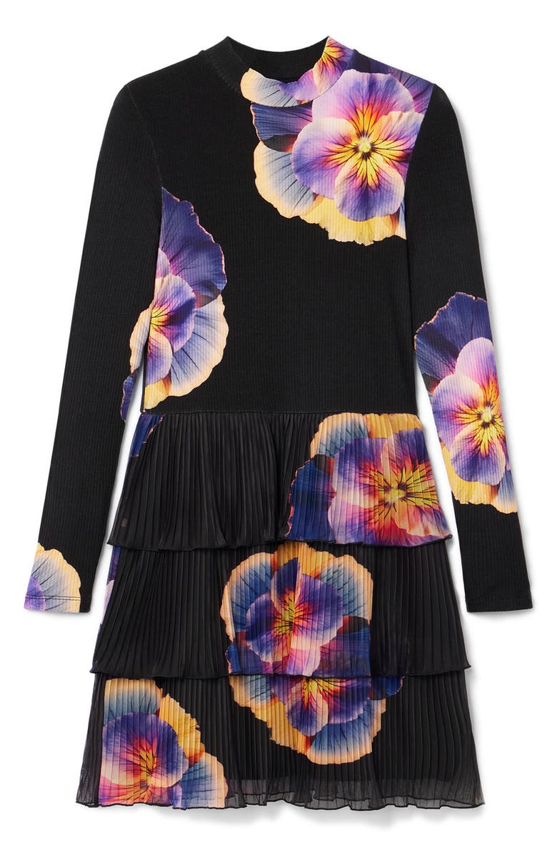 Desigual Pensee Lacroix Rib Mixed Media Minidress, Alternate, color,