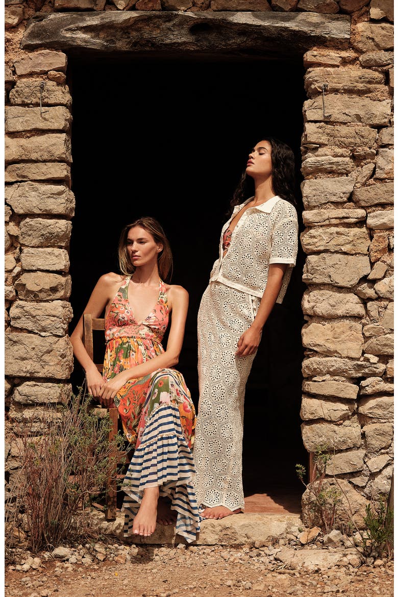 Tove Seed Crochet Cover-Up Maxi Skirt, Alternate, color, IVORY