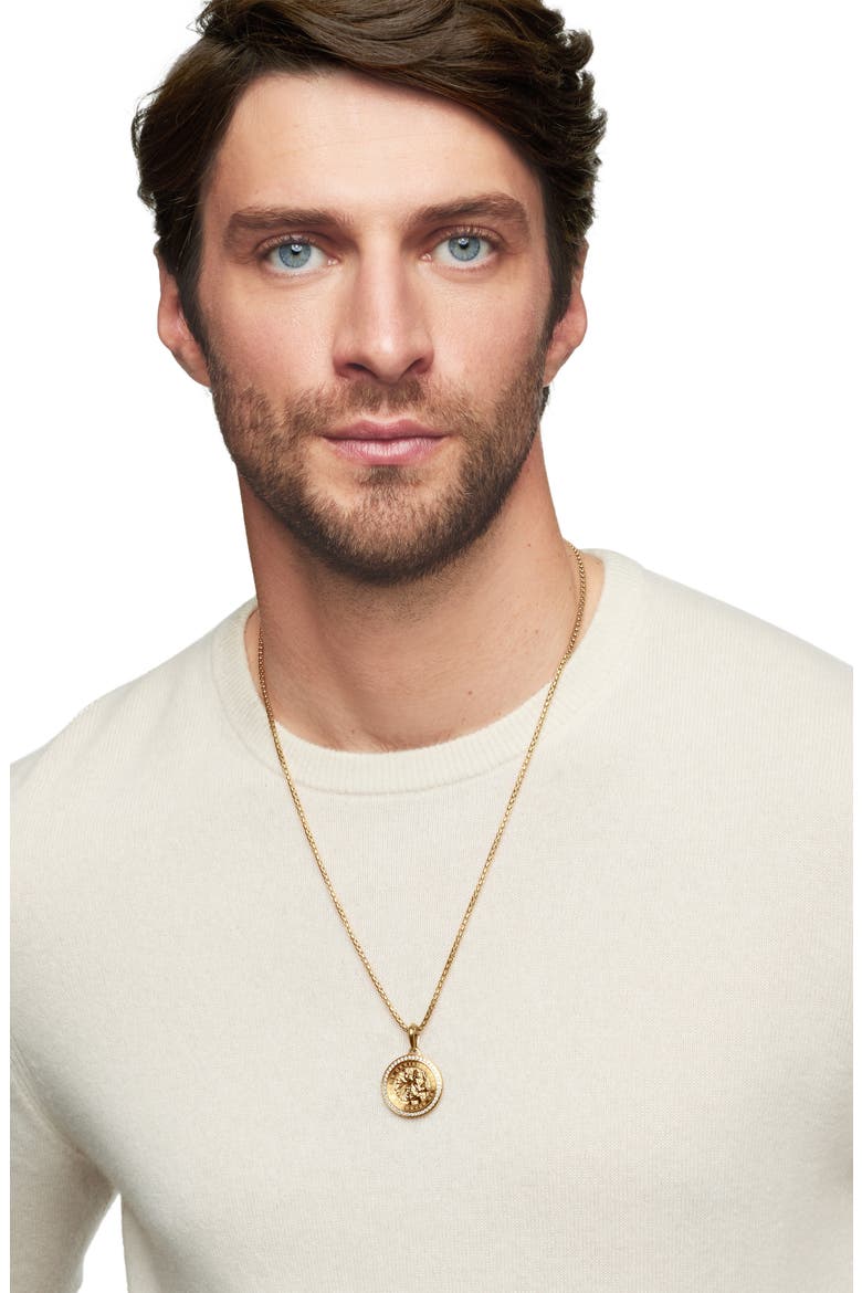 St. Christopher Amulet in 18K Yellow Gold with Pavé Diamonds, Alternate, color, DIAMOND