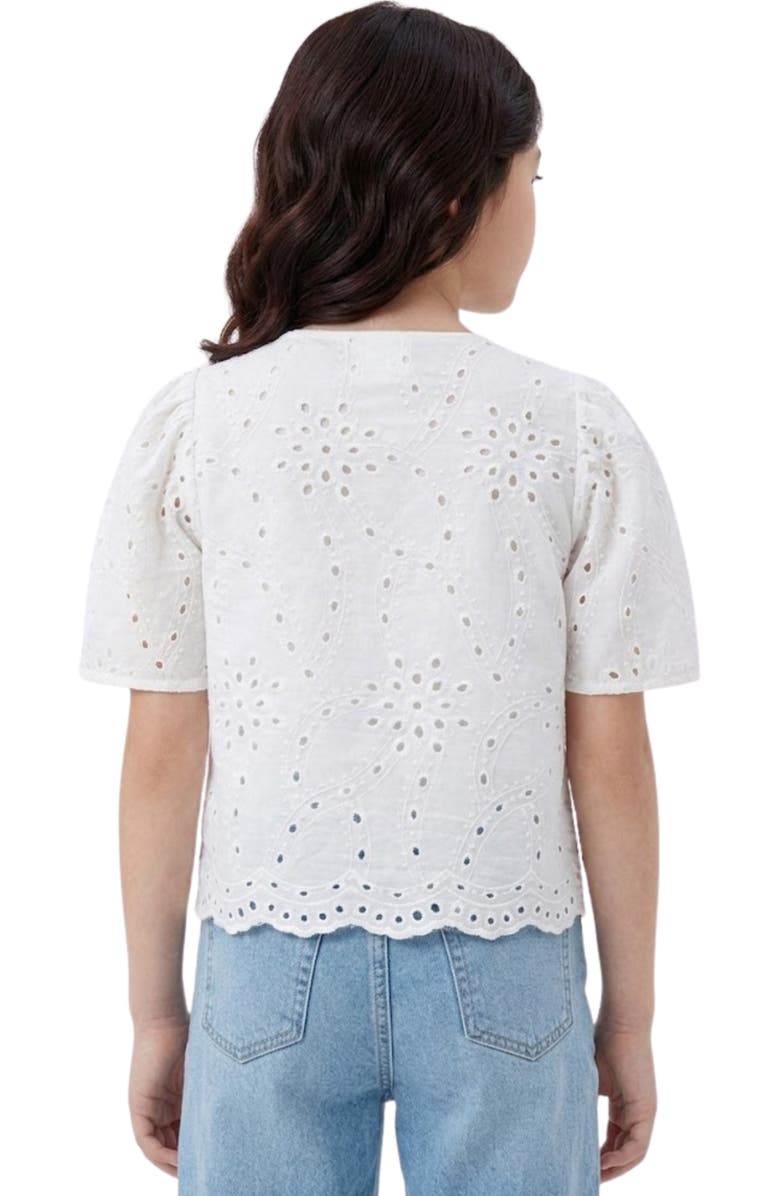 Hayden Girls Kids' Floral Bow Front Cotton Broderie Anglaise Top, Alternate, color, 