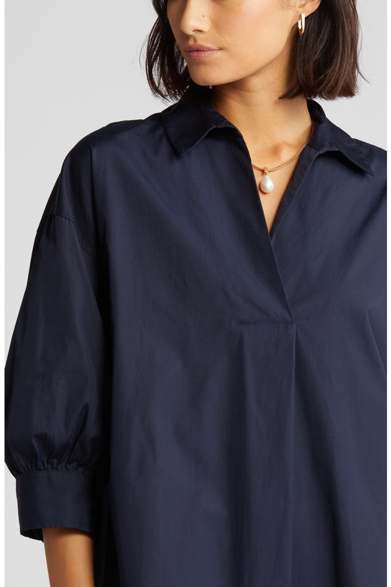 Oversize Three-Quarter Sleeve Shirtdress, Alternate, color, NAVY NIGHT