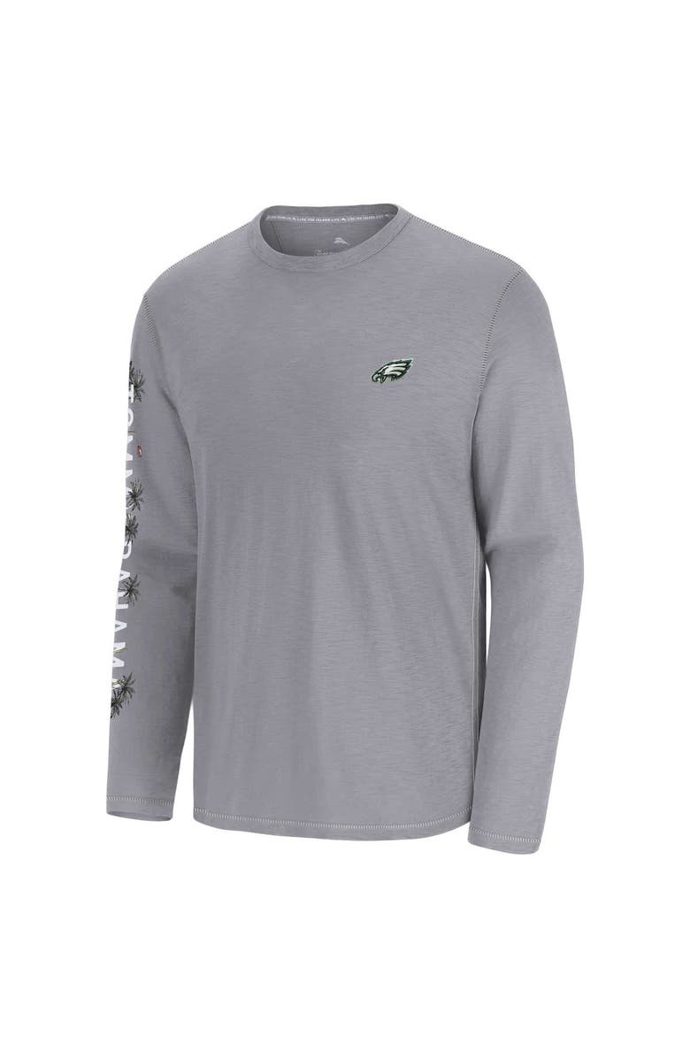 Tommy Bahama Men's Tommy Bahama Gray Philadelphia Eagles Oasis Endzone Lux Long Sleeve T-Shirt, Alternate, color,