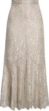 Erdem Fluted Metallic Lace Skirt