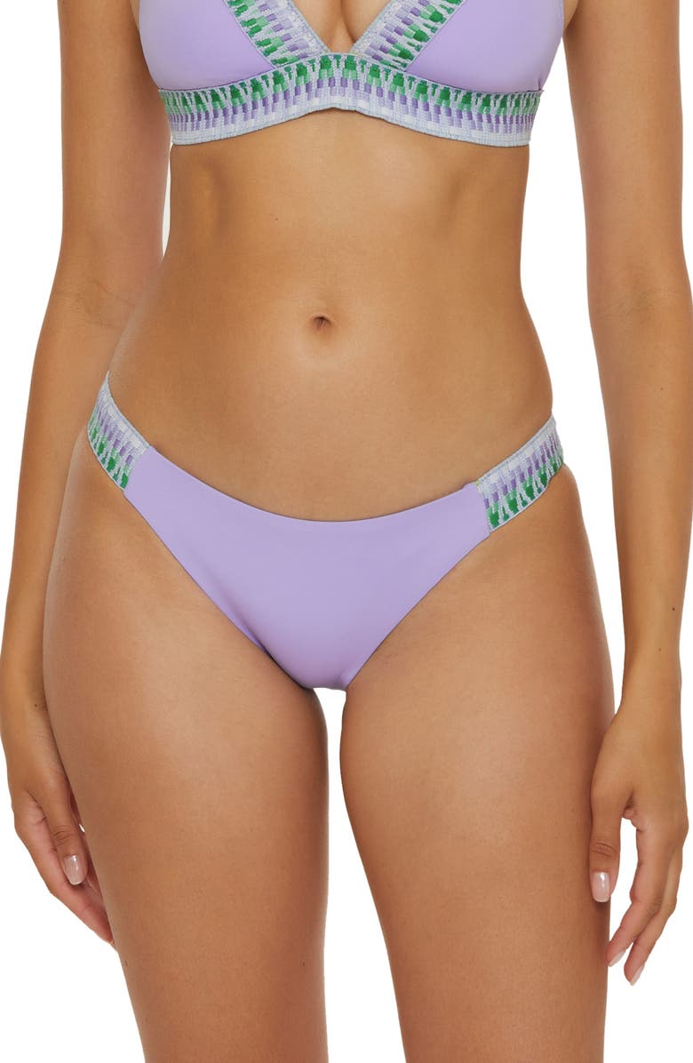 Becca Fiesta American Basket Weave Trim Bikini Bottoms, Main, color, Bellflower