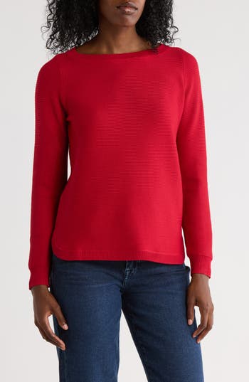 Cyrus Link Stitch Tunic Sweater In Red