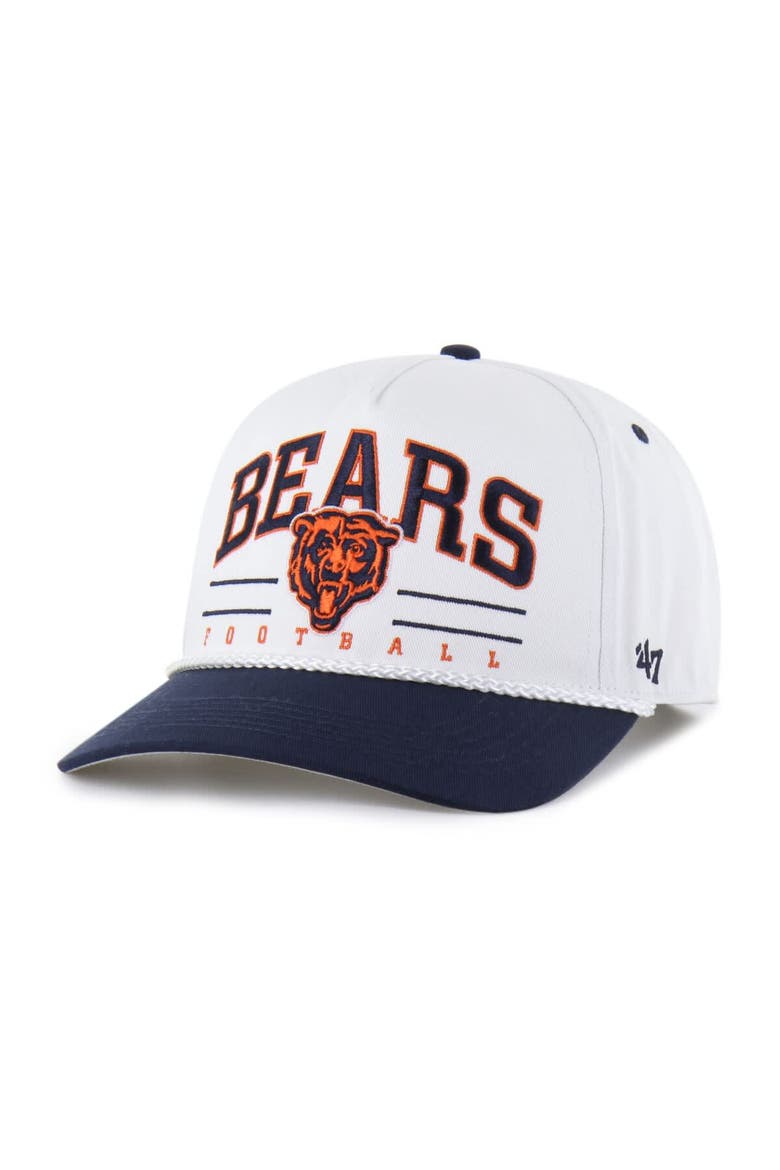 Men's '47 White/Navy Chicago Bears Roscoe Two-Toned Hitch Adjustable Hat, Main, color, White