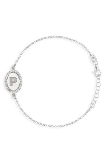 Meshmerise Diamond Initial Disc Bracelet In Metallic