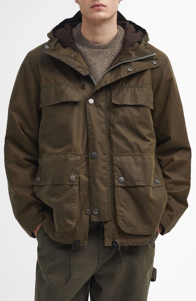 Barbour Durham Water Resistant Waxed Cotton Coat, Main, color, 