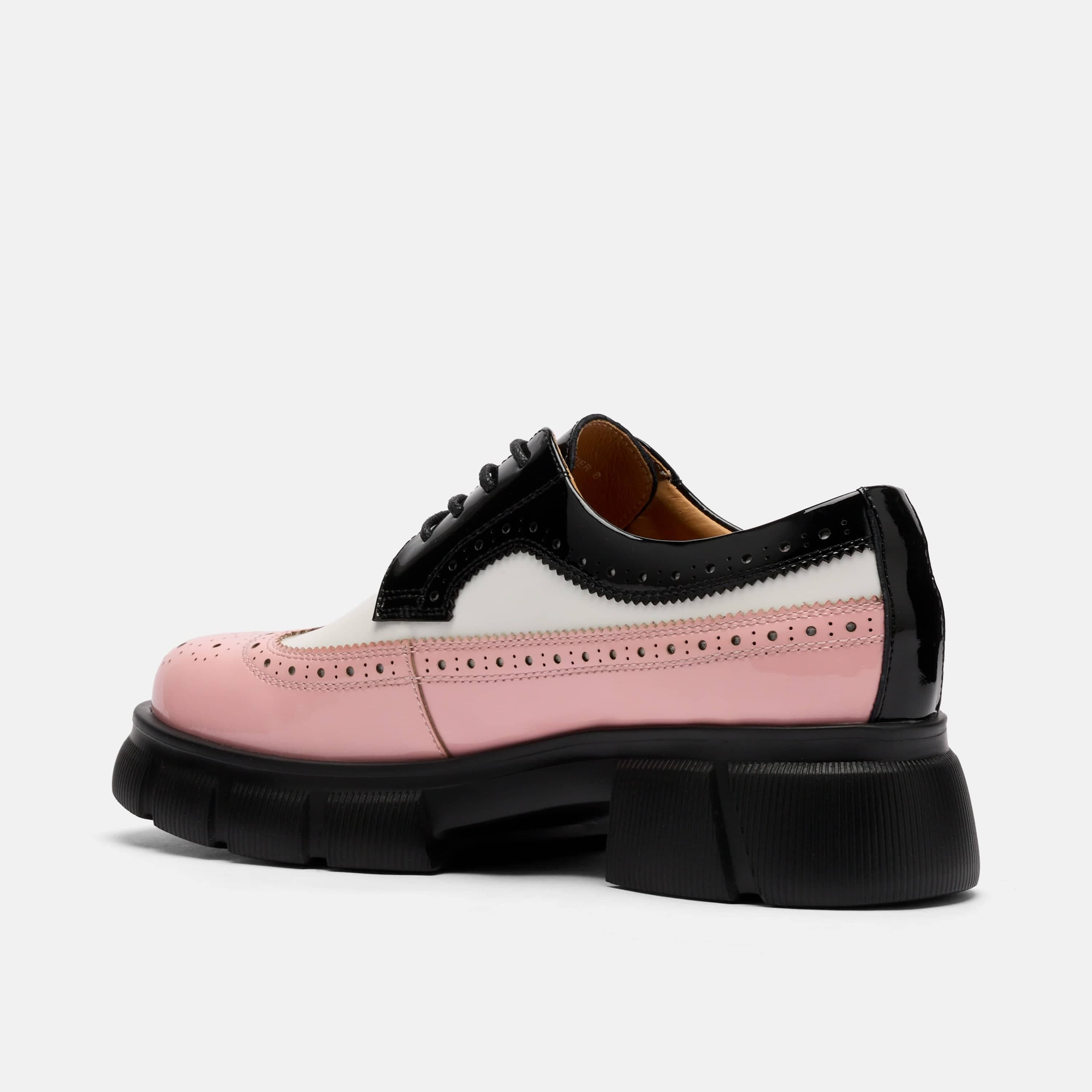 MARC NOLAN Ms. Alexander Leather Lug Wingtip Derby, Alternate, color, Black/White/Pink