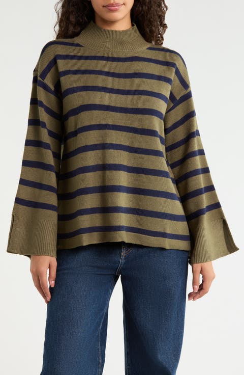 Slayder Stripe Mock Neck Sweater