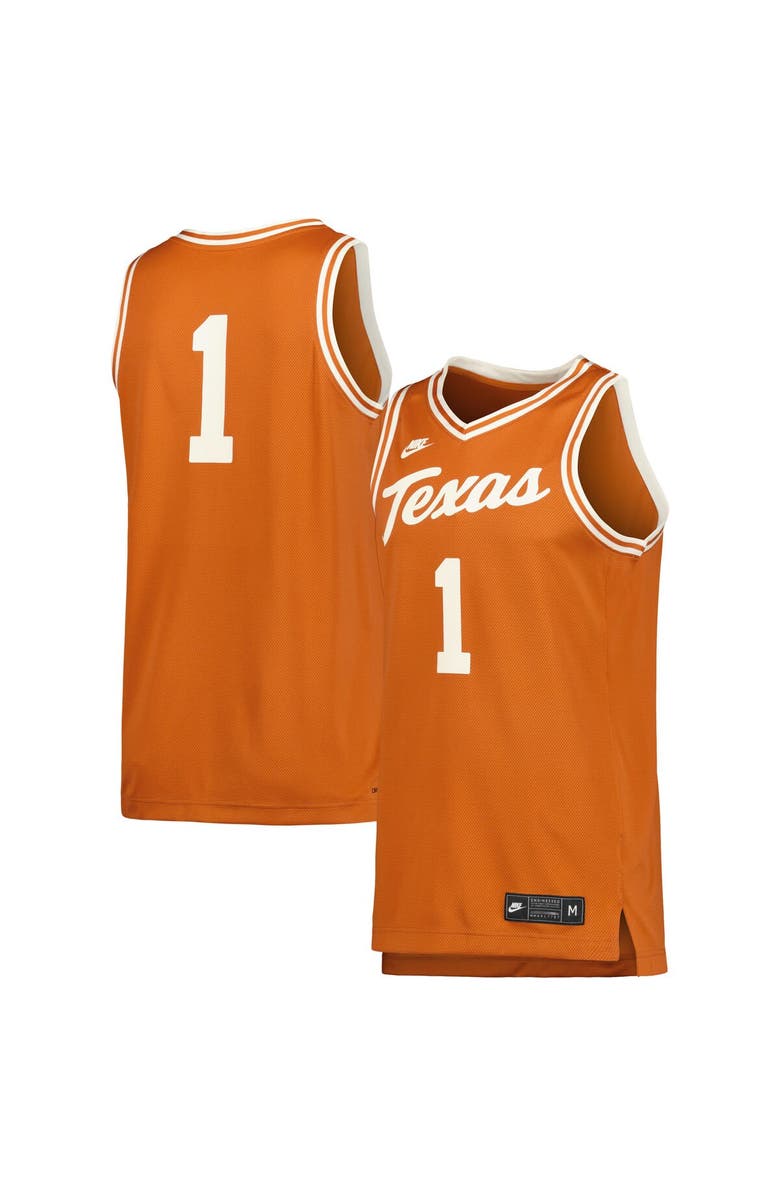 Nike Men's Nike #1 Cream Texas Longhorns Retro Replica Basketball Jersey, Main, color, 