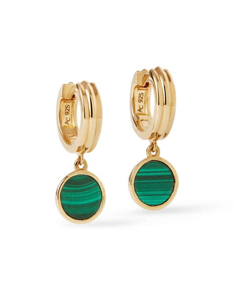 Gold Stilla Malachite Huggie Earrings