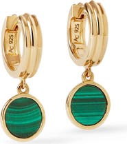 Astley Clarke Gold Stilla Malachite Huggie Earrings