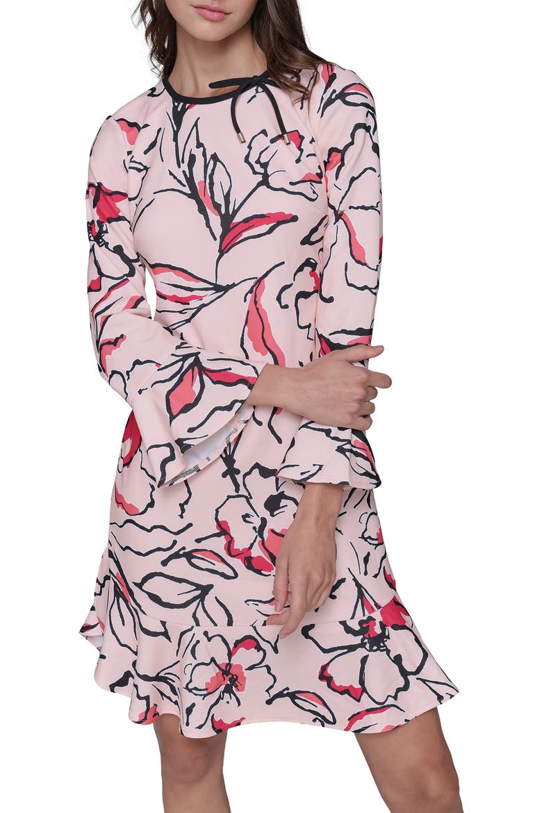 Scuba Crepe A-Line Dress, Alternate, color, PEARL COMBO
