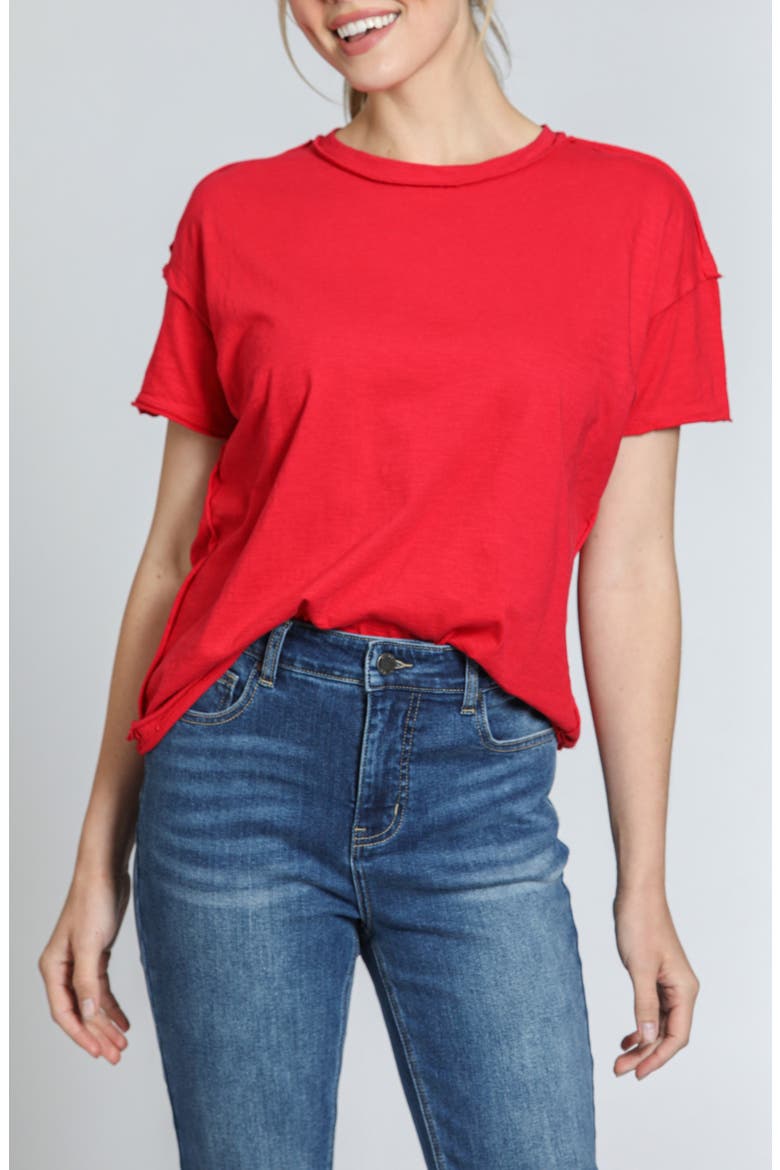 Boyfriend Cotton T-shirt, Main, color, ROCCO RED