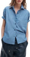 rag & bone Connie Stripe Short Sleeve Poplin Button-Up Shirt