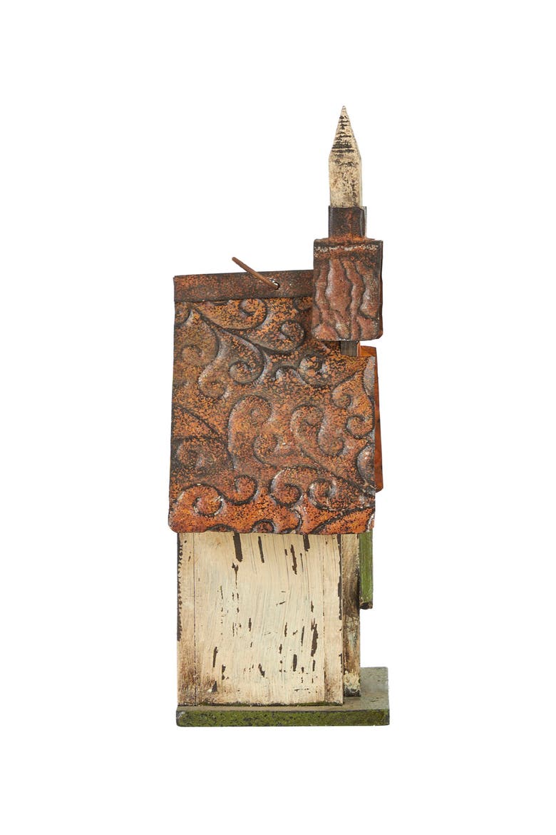 14"H Distressed Solid Wood Church Birdhouse, Alternate, color, Green