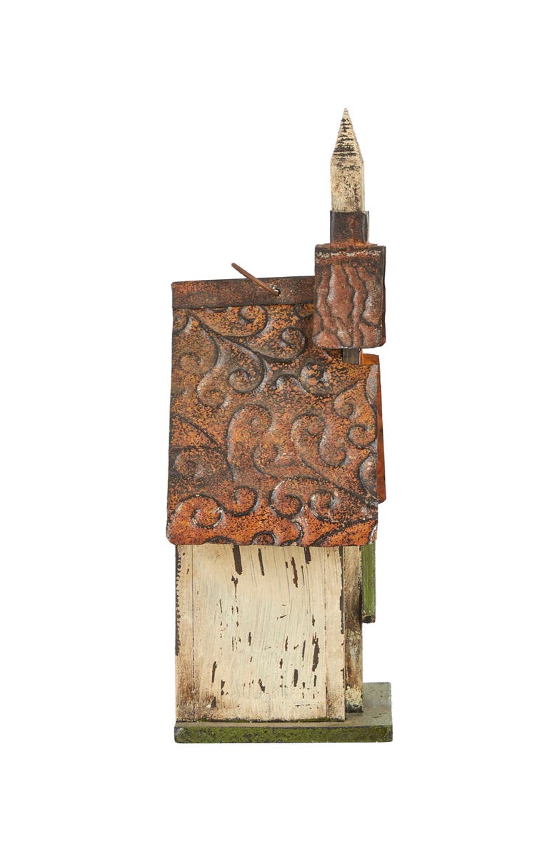 Glitzhome 14"H Distressed Solid Wood Church Birdhouse, Alternate, color, Green