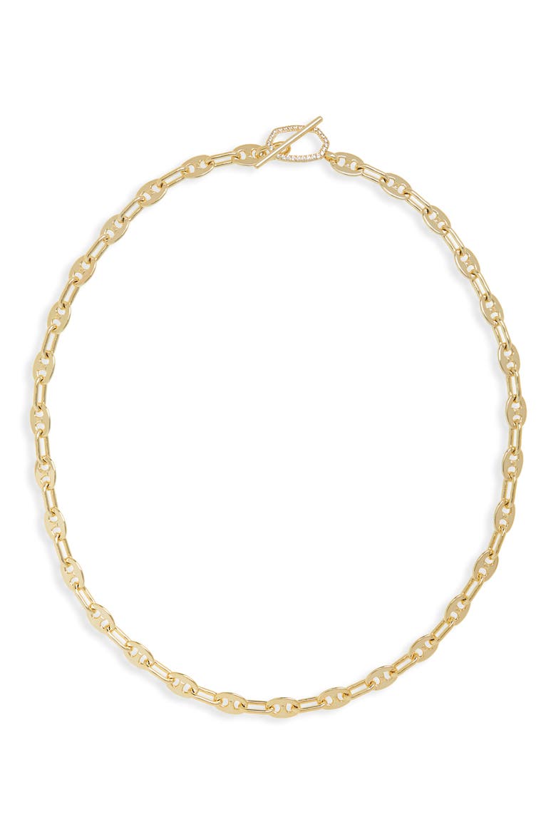 Elisa Toggle Link Chain Necklace, Main, color, GOLD WHITE CUBIC ZIRCONIA