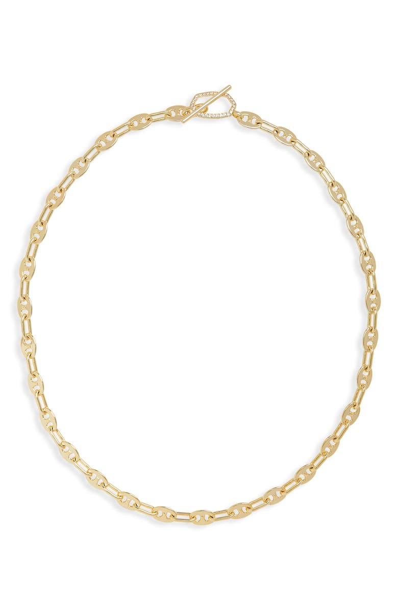 Kendra Scott Elisa Toggle Link Chain Necklace, Main, color, Gold White Cubic Zirconia