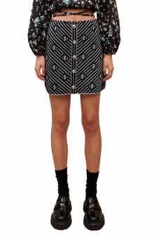 maje Jasmina Metallic Jacquard Skirt