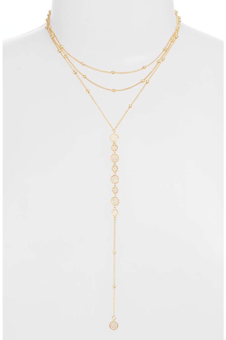 Triple Layer Y-Necklace, Main, color, GOLD