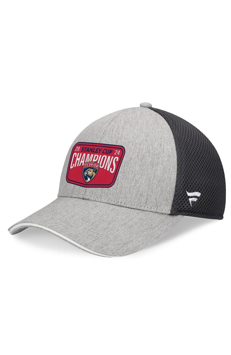 FANATICS Men's Fanatics Gray/Charcoal Florida Panthers 2024 Stanley Cup Champions Locker Room Meshback Structured Adjustable Hat, Main, color, 