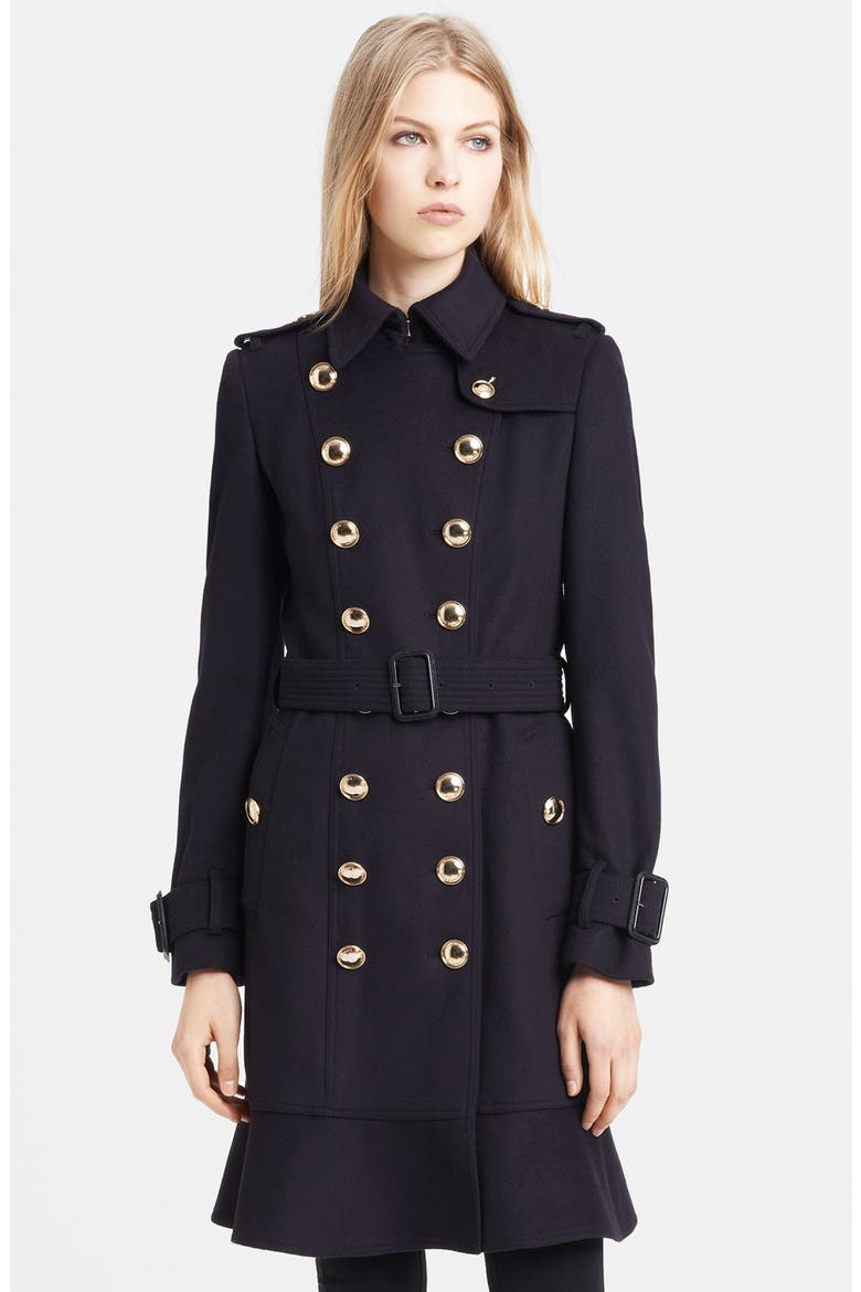 Belted Wool & Cashmere Trench Coat, Main, color, NAVY
