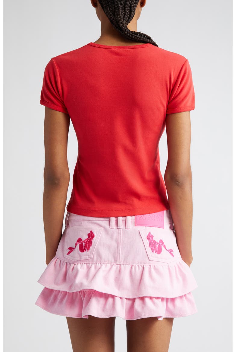 x Disney 'The Little Mermaid' Rhinestone Seashell Cotton Baby Tee (Nordstrom Exclusive), Alternate, color, RED