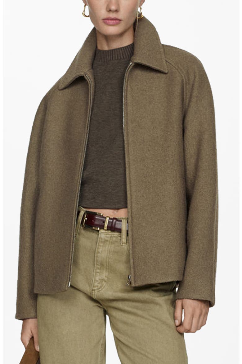 Wool Blend Zip Jacket, Main, color, KHAKI GREEN