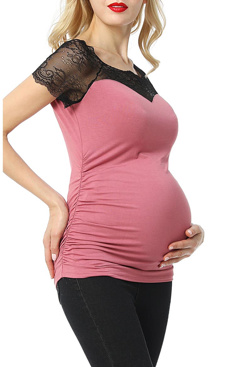 Valerie Lace Maternity Top, Alternate, color, ROSE