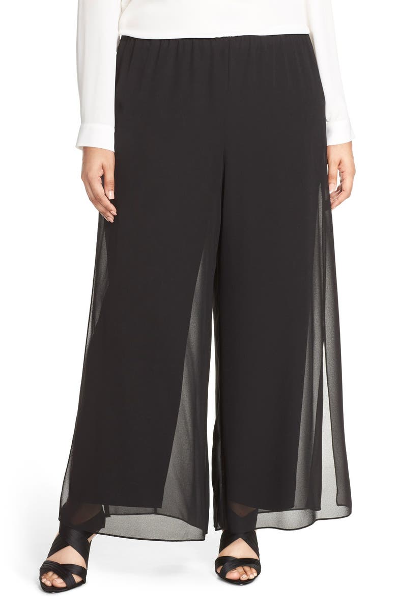 Alex Evenings Chiffon Overlay Wide Leg Pants, Main, color, 