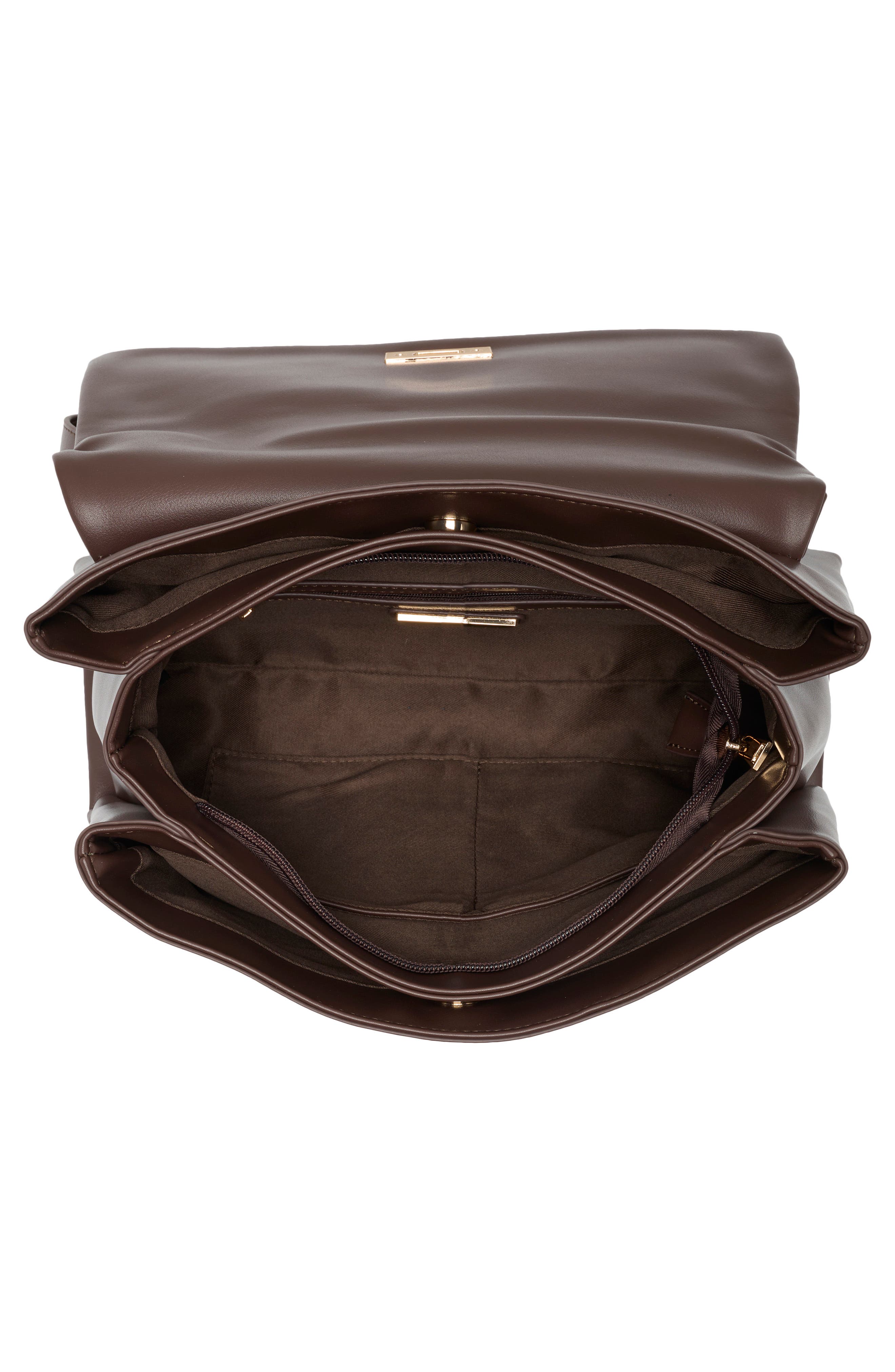 Faux Leather Satchel, Alternate, color, FRENCH ROAST