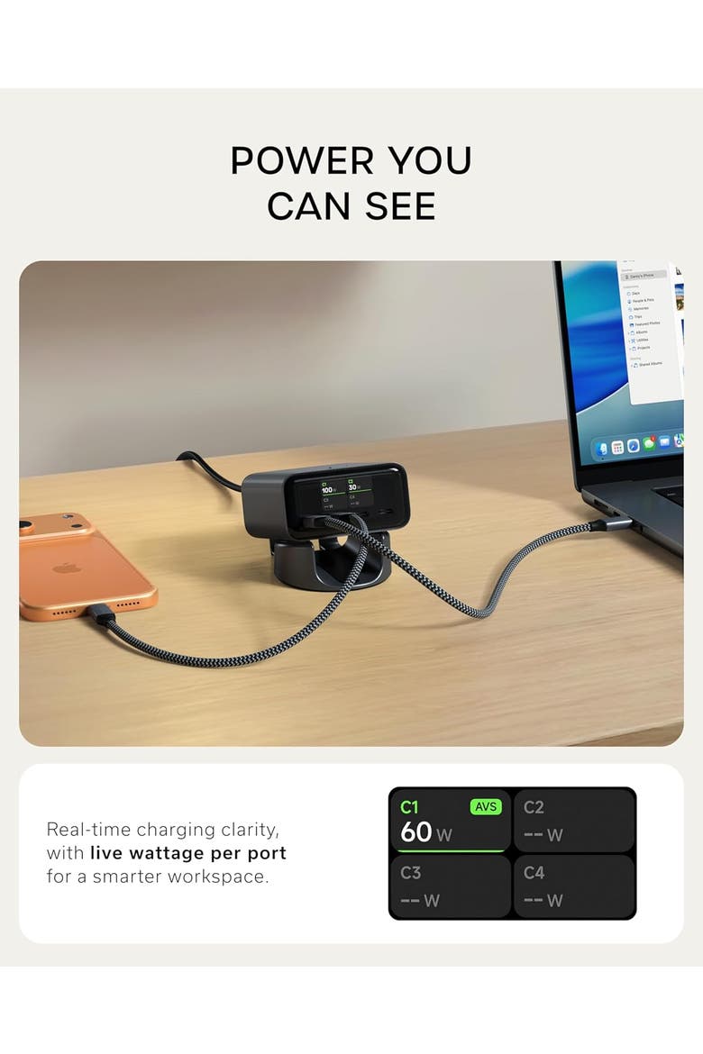 140W Desktop Charger with Digital Display, Alternate, color, Space Black