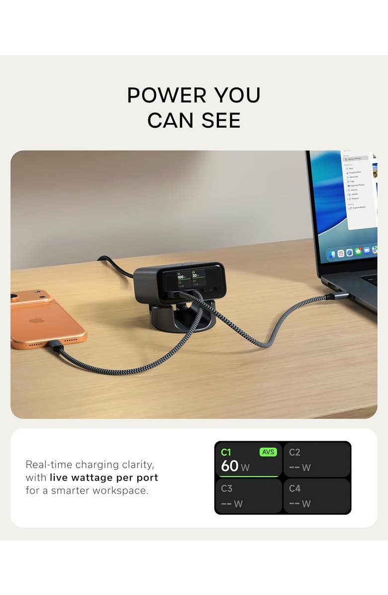 Satechi 140W Desktop Charger with Digital Display, Alternate, color, Space Black