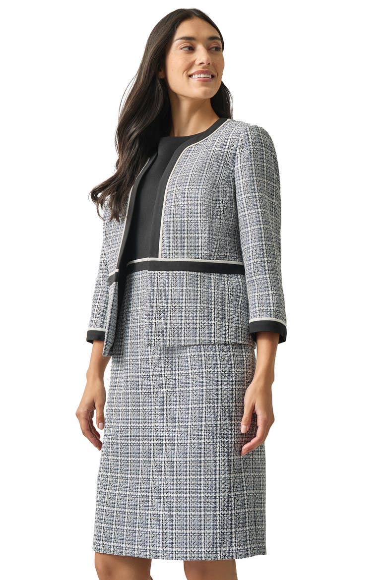 Solid Trim Tweed Cardigan, Alternate, color, ROYAL SIGNATURE