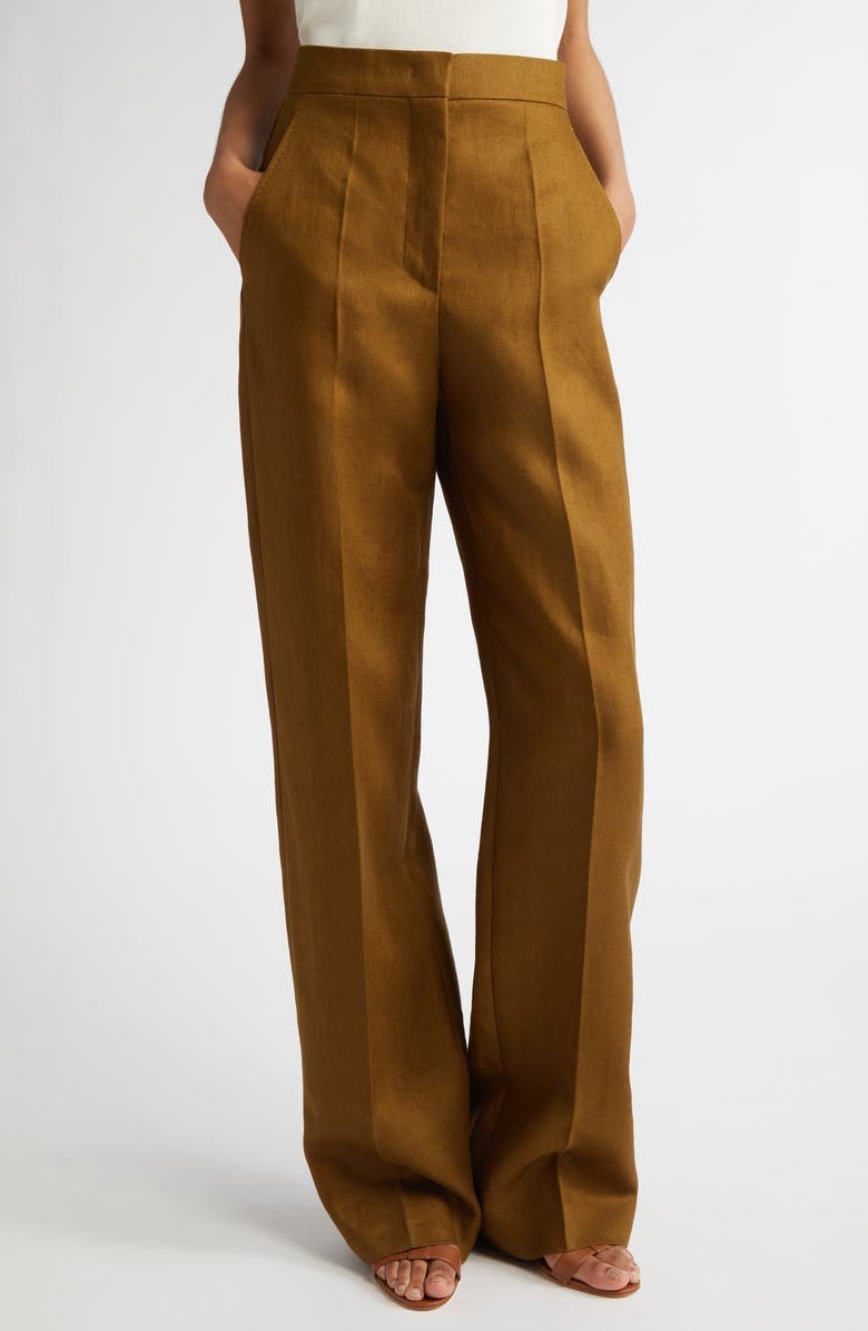 Max Mara Aversa Flax Linen Wide Leg Trousers, Main, color, 