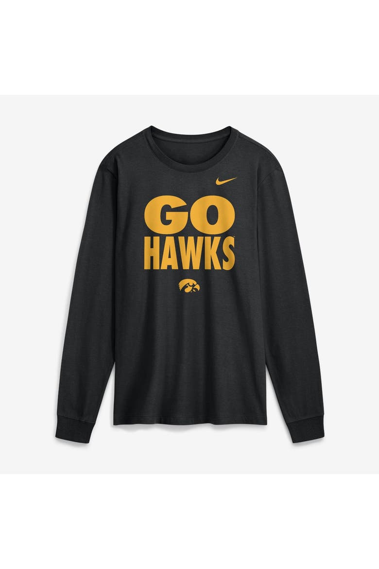 Men's Nike  Black Iowa Hawkeyes 2026 Sideline Slogan Dri-FIT Long Sleeve T-Shirt, Main, color, Black