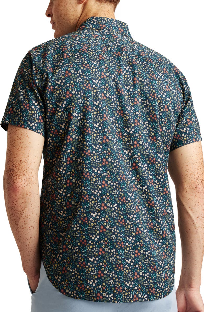 Bonobos Riviera Slim Fit Floral Stretch Short Sleeve Button-Up Shirt, Alternate, color, 
