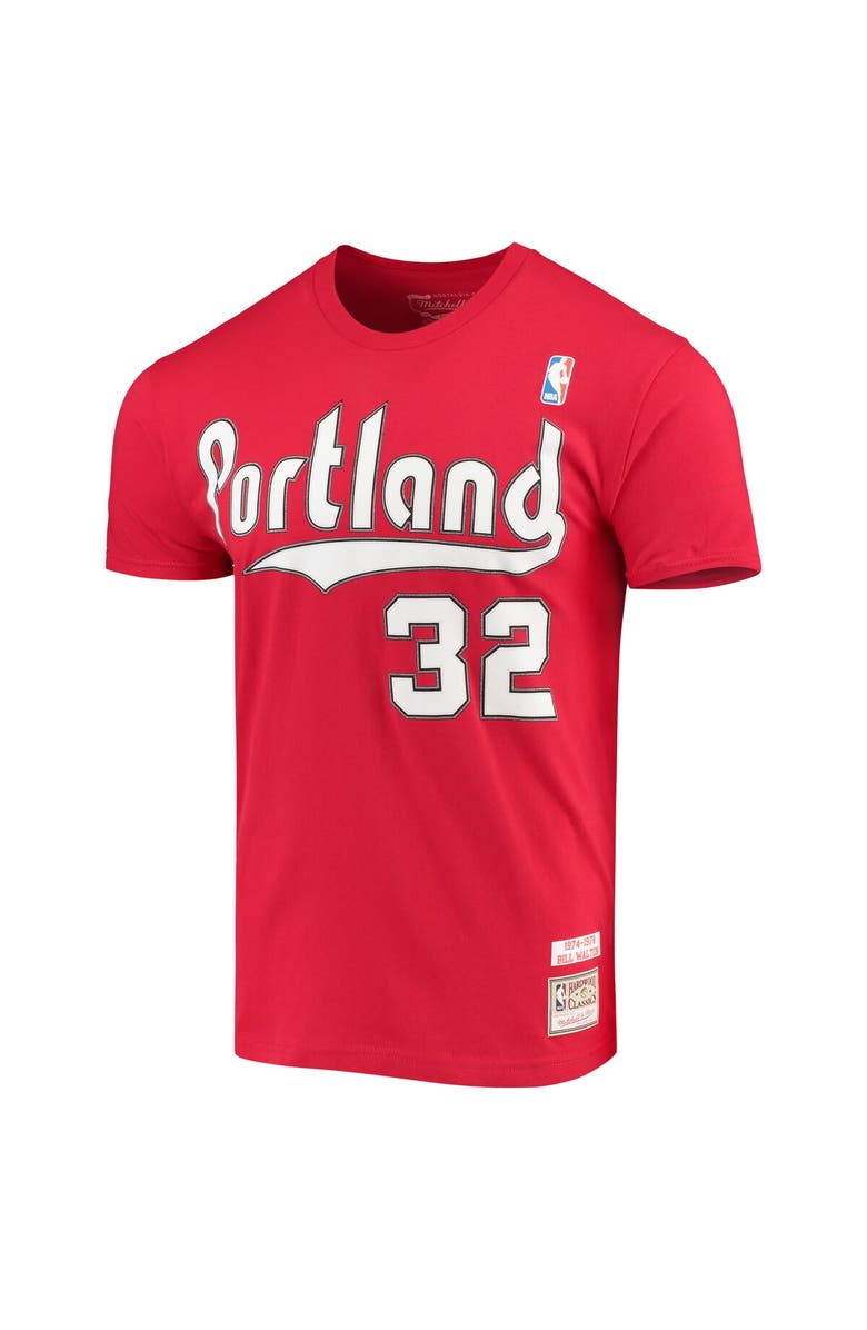 Mitchell & Ness Men's Mitchell & Ness Bill Walton Red Portland Trail Blazers Hardwood Classics Player Name & Number T-Shirt, Alternate, color,