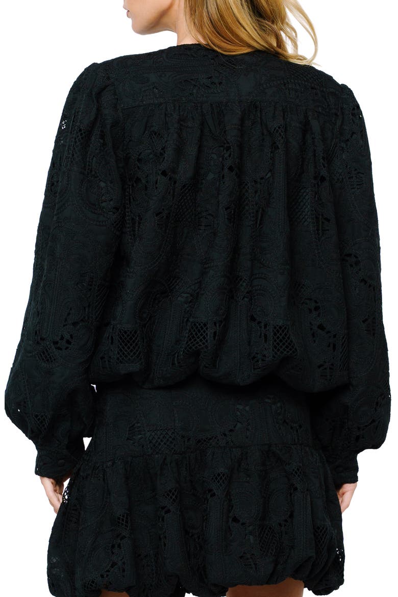 Donna Eyelet Bomber Jacket, Alternate, color, BLACK
