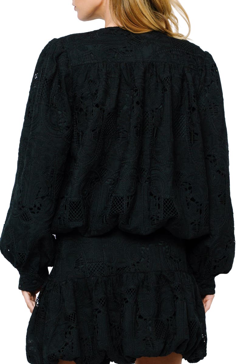CIEBON Donna Eyelet Bomber Jacket, Alternate, color, Black