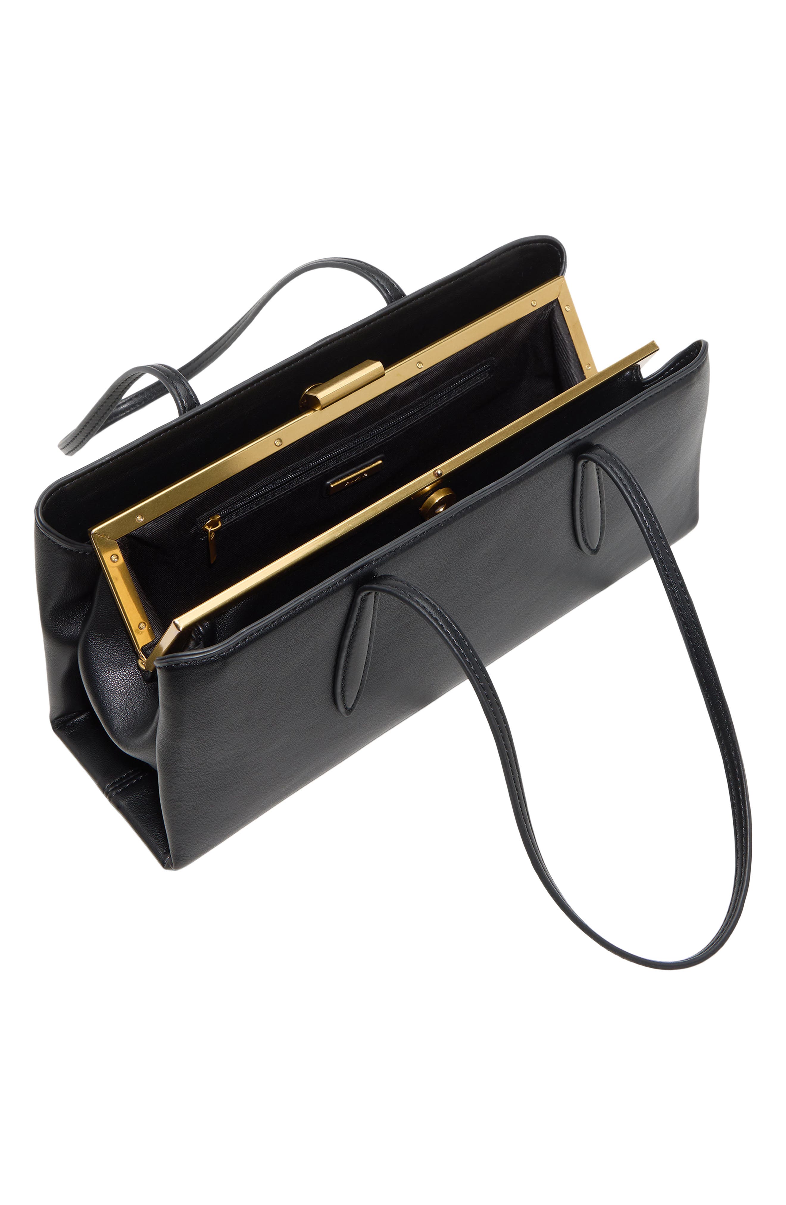 Morrisa Faux Leather Satchel, Alternate, color, BLACK