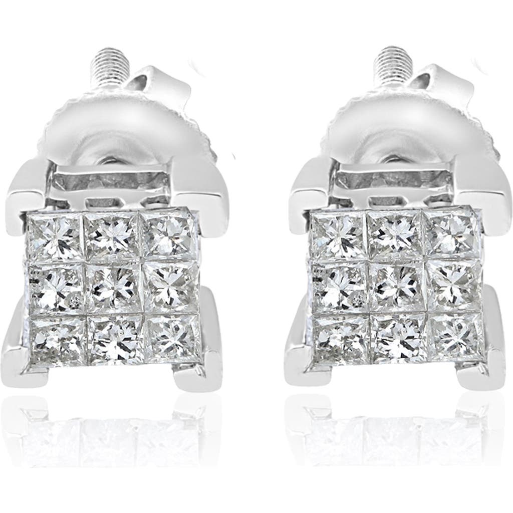 Bliss Diamond 1/3ct Diamond Princess Cut Screw Back Studs Womens Earrings 10k Gold 5.5mm In Gold