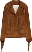 Golden Goose Journey Waxed Suede Fringe Jacket