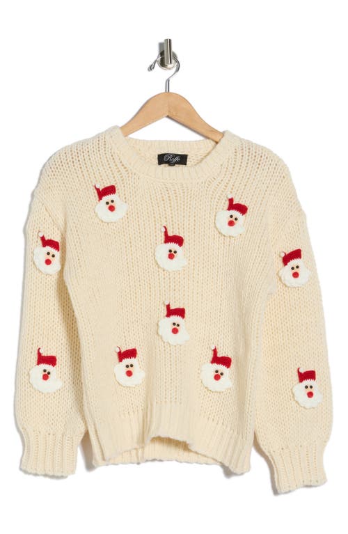 Roffe Accessories Embroidered Santa Claus Sweater In White