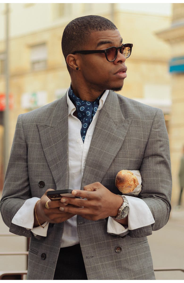 Elizabetta Burano - Silk Ascot Cravat Tie for Men, Alternate, color, Blue