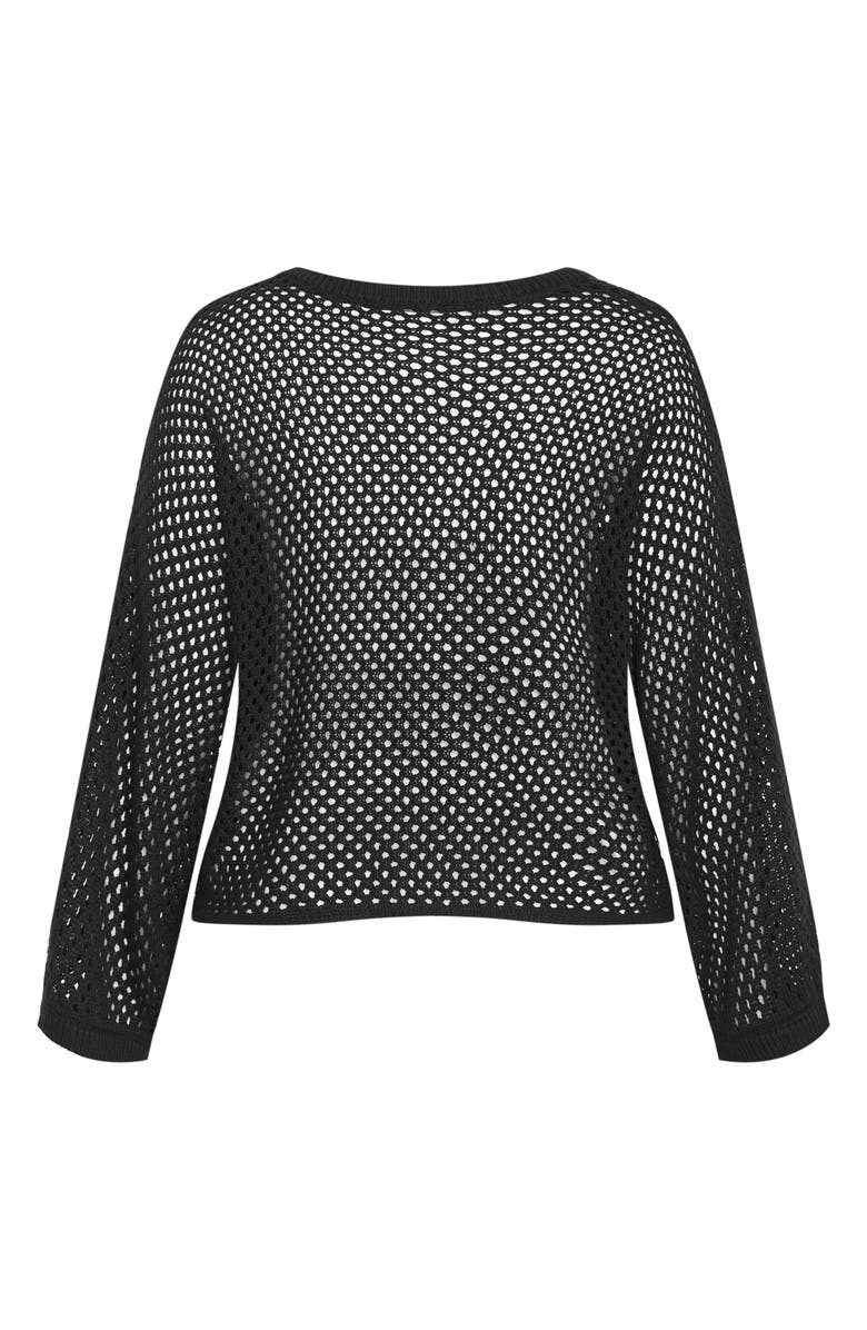 City Chic Open Stitch Sweater, Alternate, color, Black