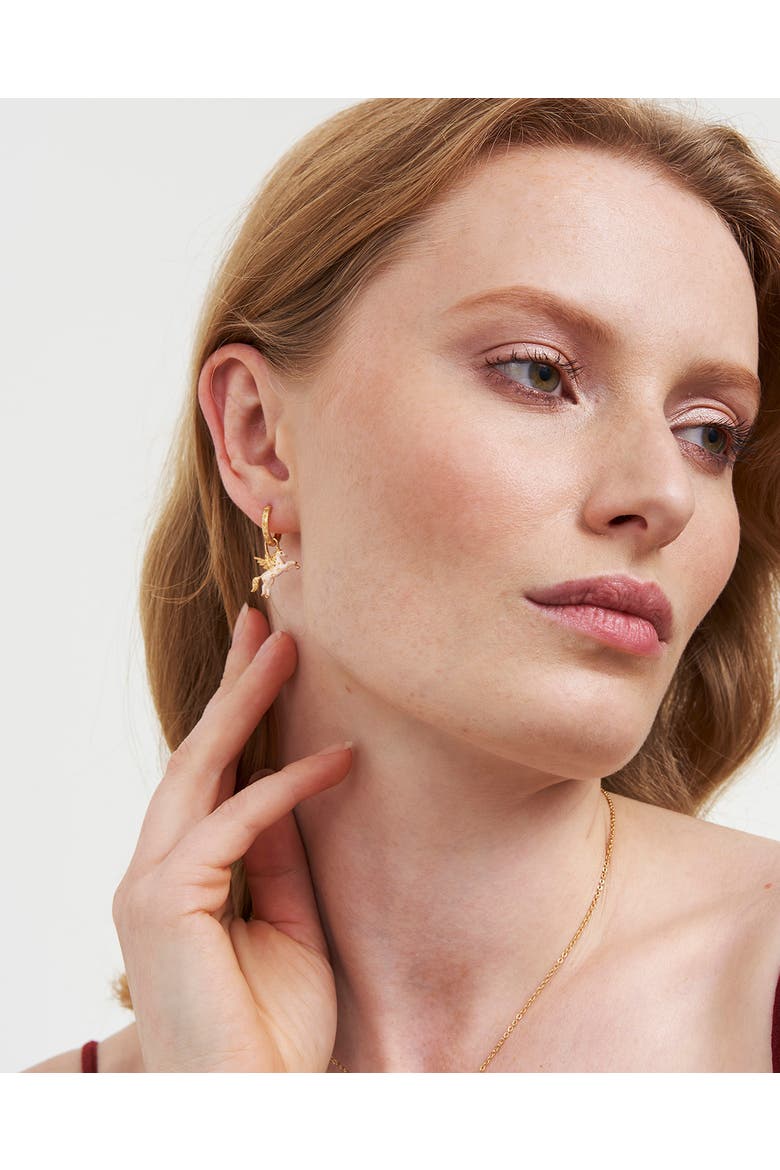 Pegasus Huggie Earrings, Alternate, color, Gold
